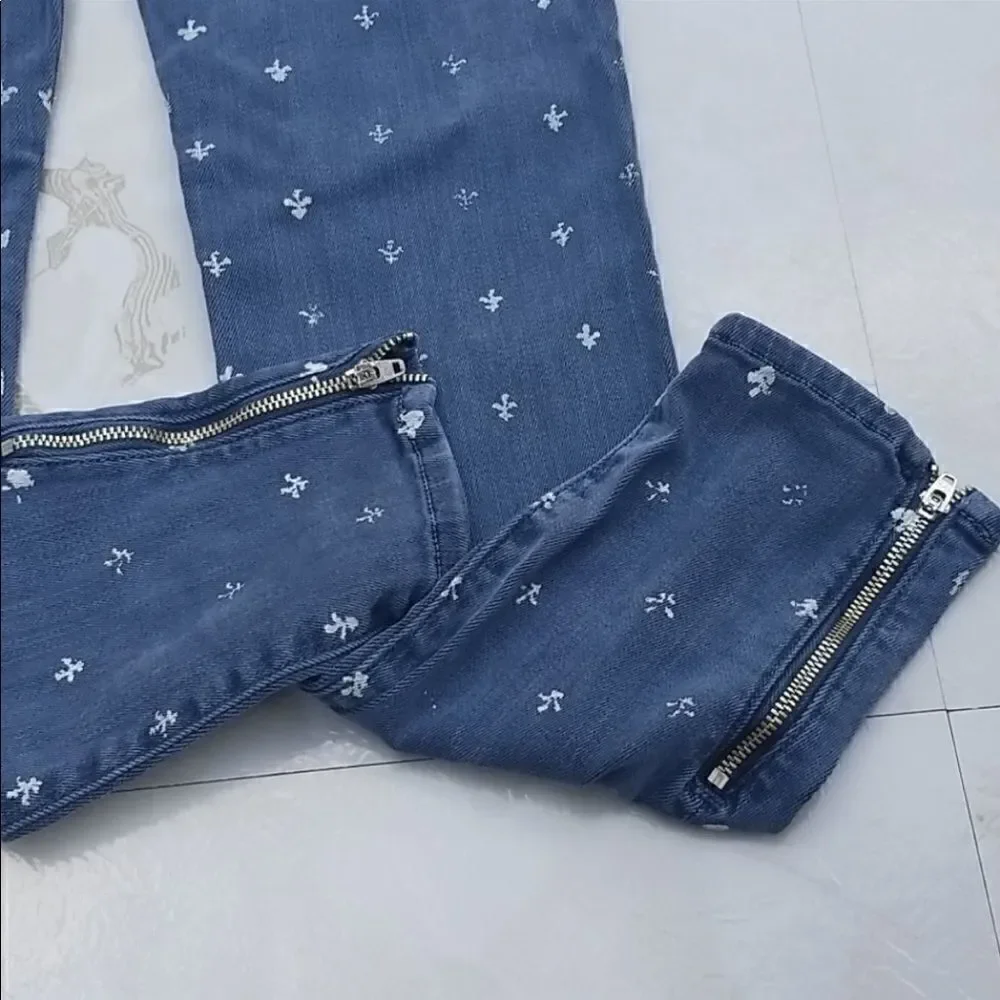 Mother Denim The looker Ankle Zip Skinny Jeans Lapis “Fleur-de-love
